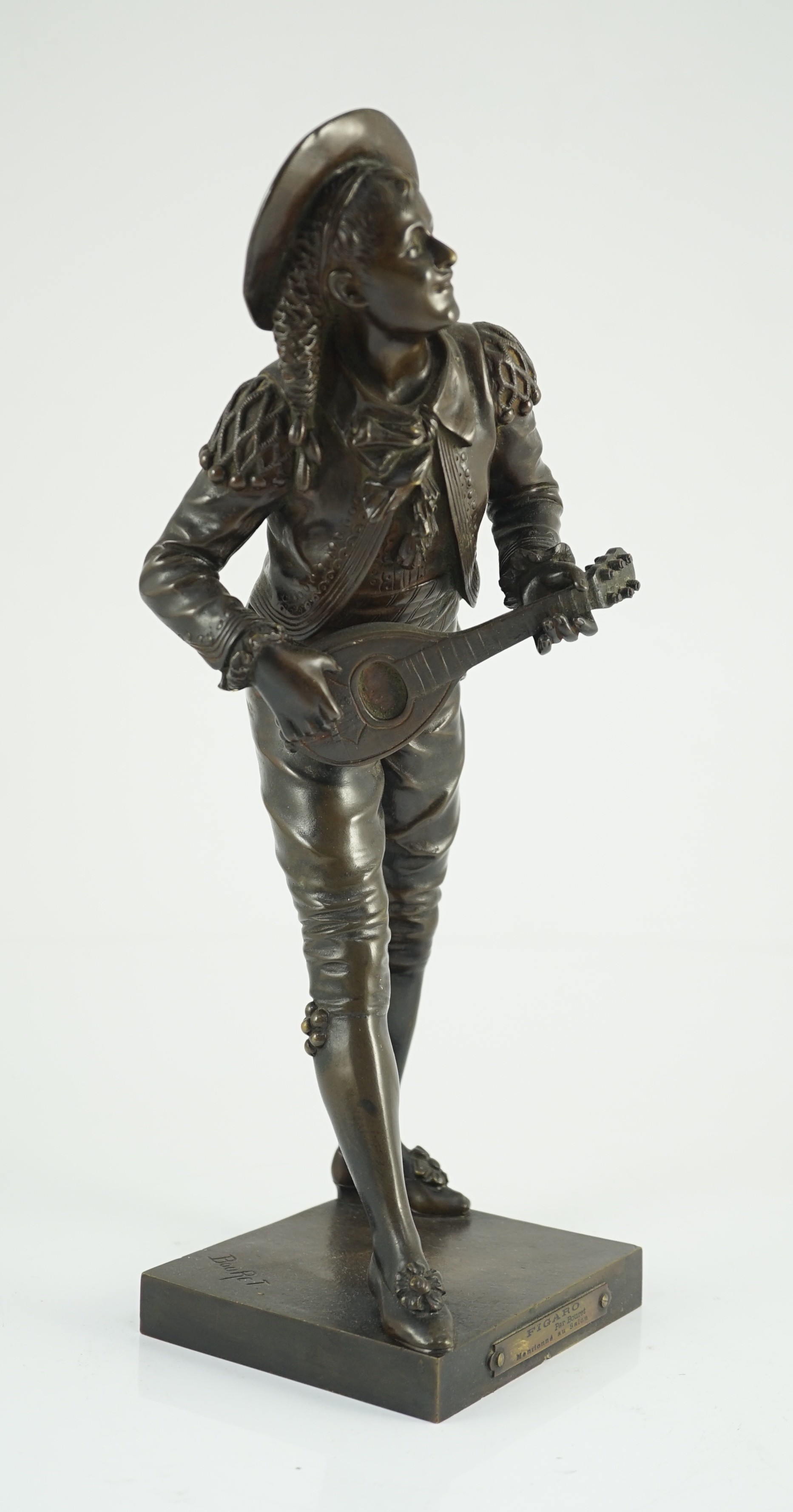 Eutrope Bouret (French, 1833-1906). A bronze figure of 'Figaro', 36cm high